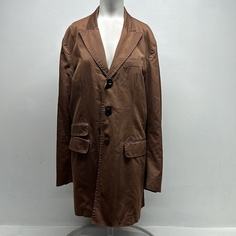 Eleventy Loro Piana Blazer Jacket Coat Button Down Collared Cotton Knit Brown 40